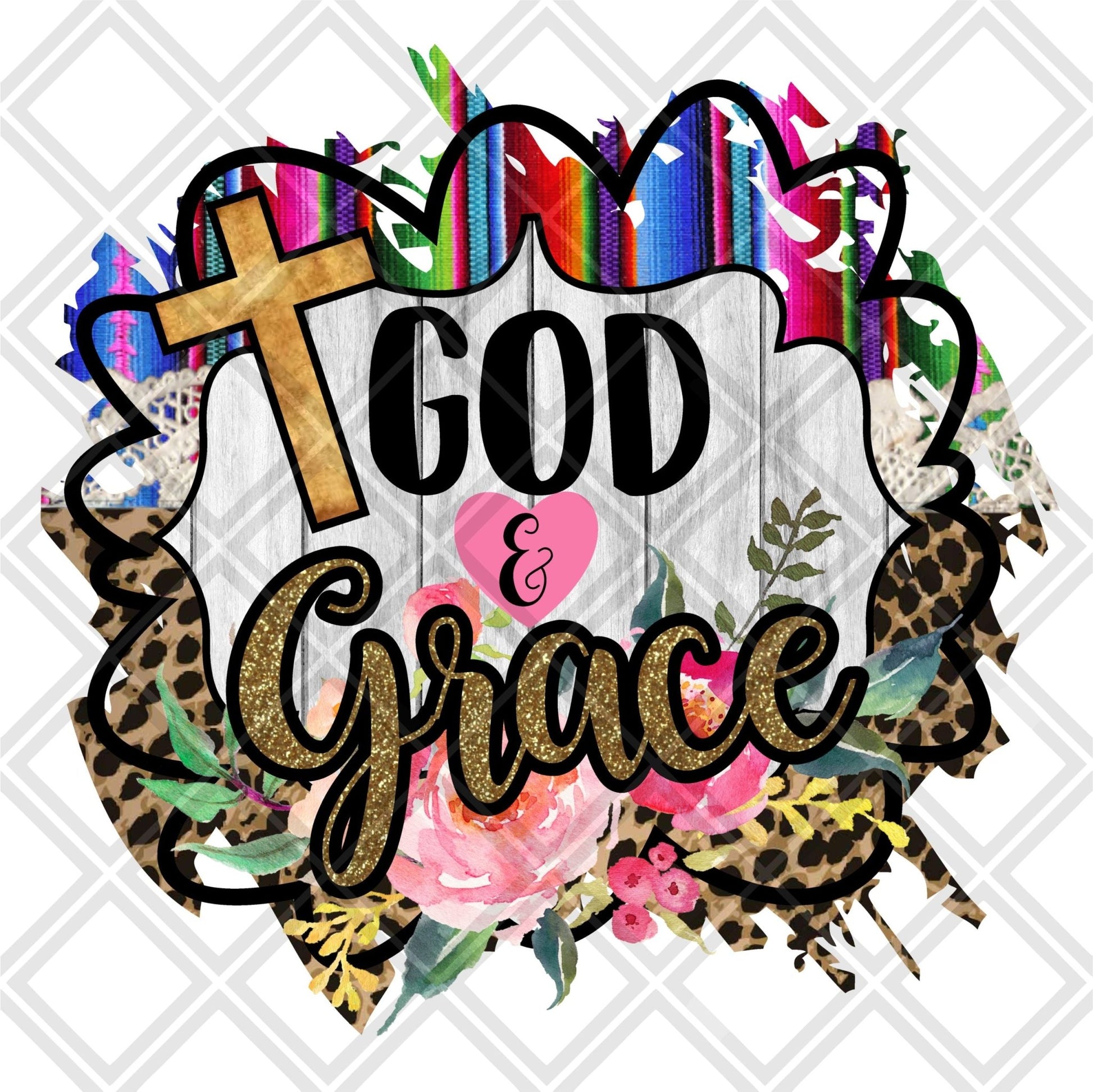God and Grace frame Digital Download Instand Download - Do it yourself Transfers