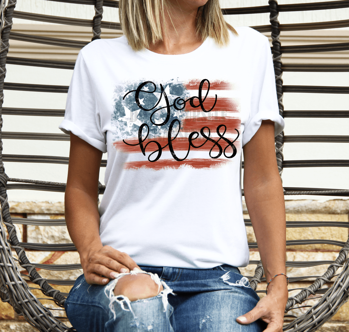 God Bless America Flag RED WHITE BLUE size ADULT 12x9 DTF TRANSFERPRINT TO ORDER - Do it yourself Transfers