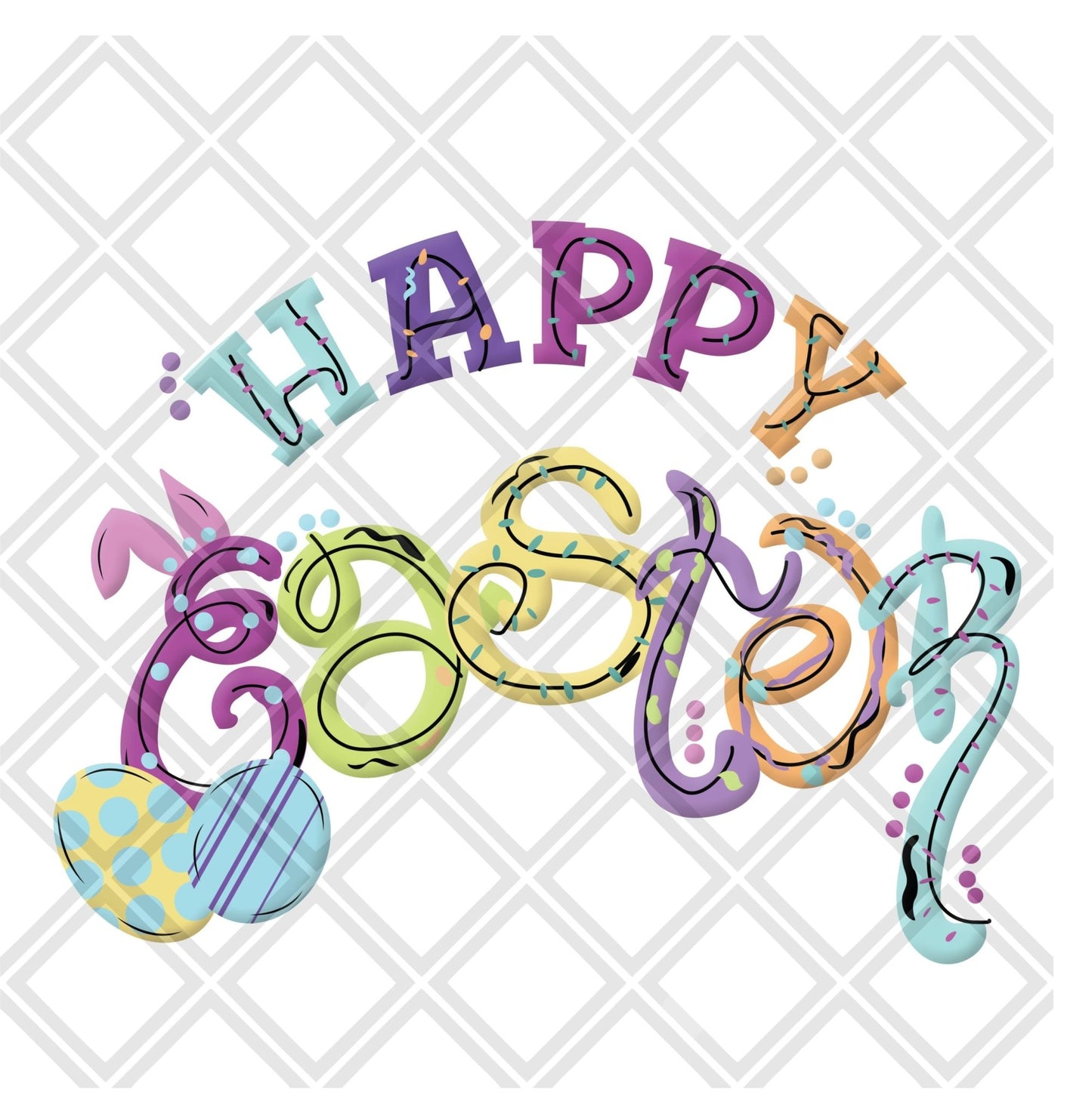 HAPPY EASTER EGGS png Digital Download Instand Download - Do it yourself Transfers