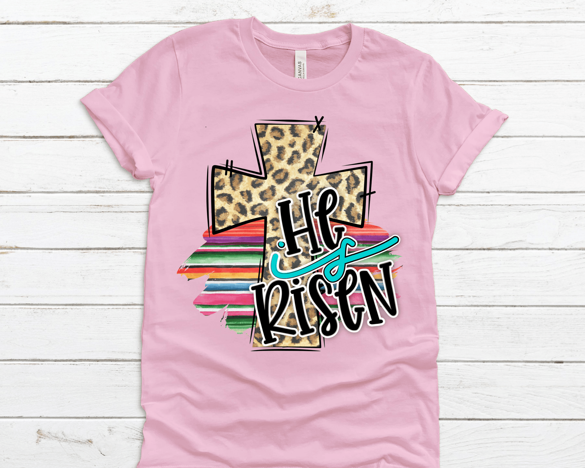 He is risen. Leopard cross serape DTF TRANSFERPRINT TO ORDER - Do it yourself Transfers