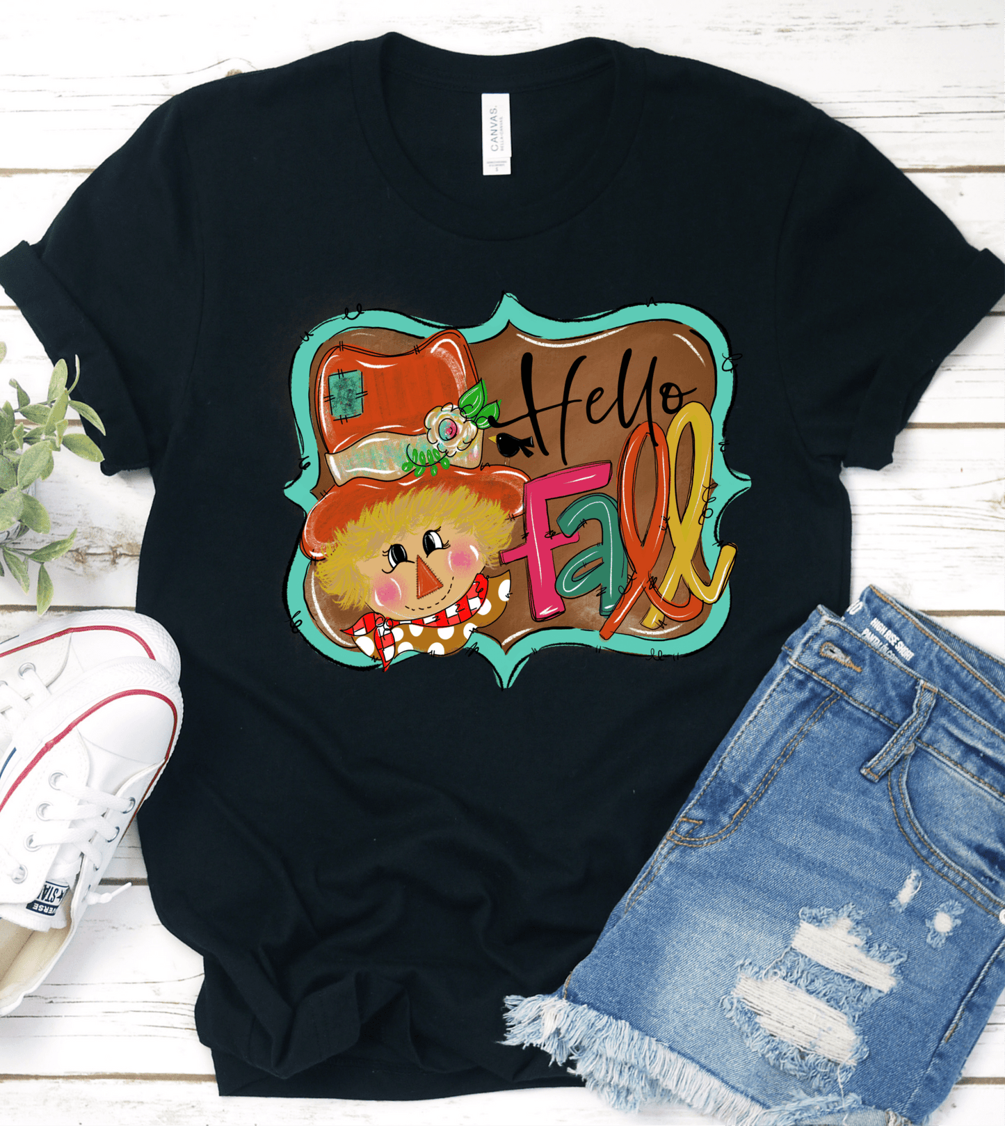 Hello FALL scarecrow frame Fall Halloween DTF TRANSFERPRINT TO ORDER - Do it yourself Transfers