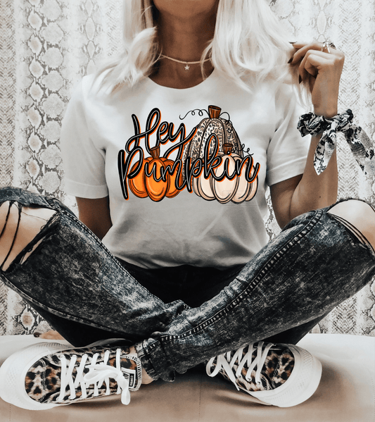 Hey Pumpkin orange leopard cream Fall Thanksgiving ADULT DTF TRANSFERPRINT TO ORDER - Do it yourself Transfers