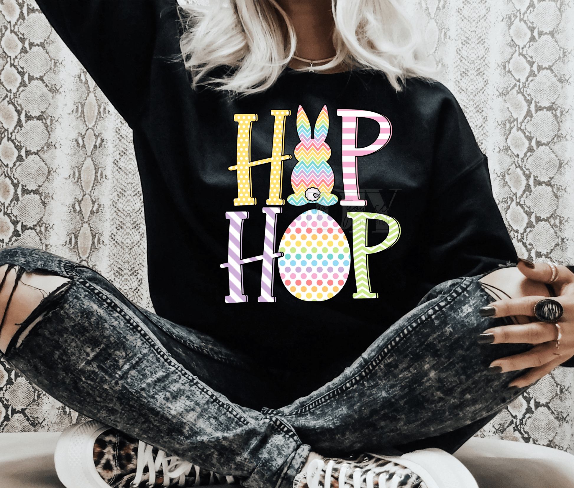 HIP HOP Chevron Bunny Polka dot Egg EASTER ADULT DTF TRANSFERPRINT TO ORDER - Do it yourself Transfers