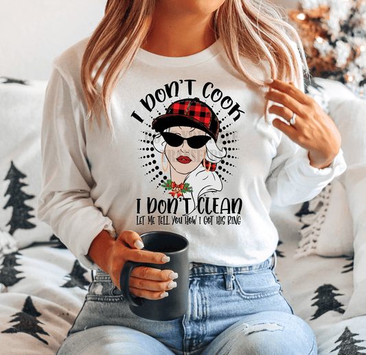 I don't cook I don't clean let me tell you how I got this ring Christmas buffalo plaid adult size 9.5x12 DTF TRANSFERPRINT TO ORDER - Do it yourself Transfers