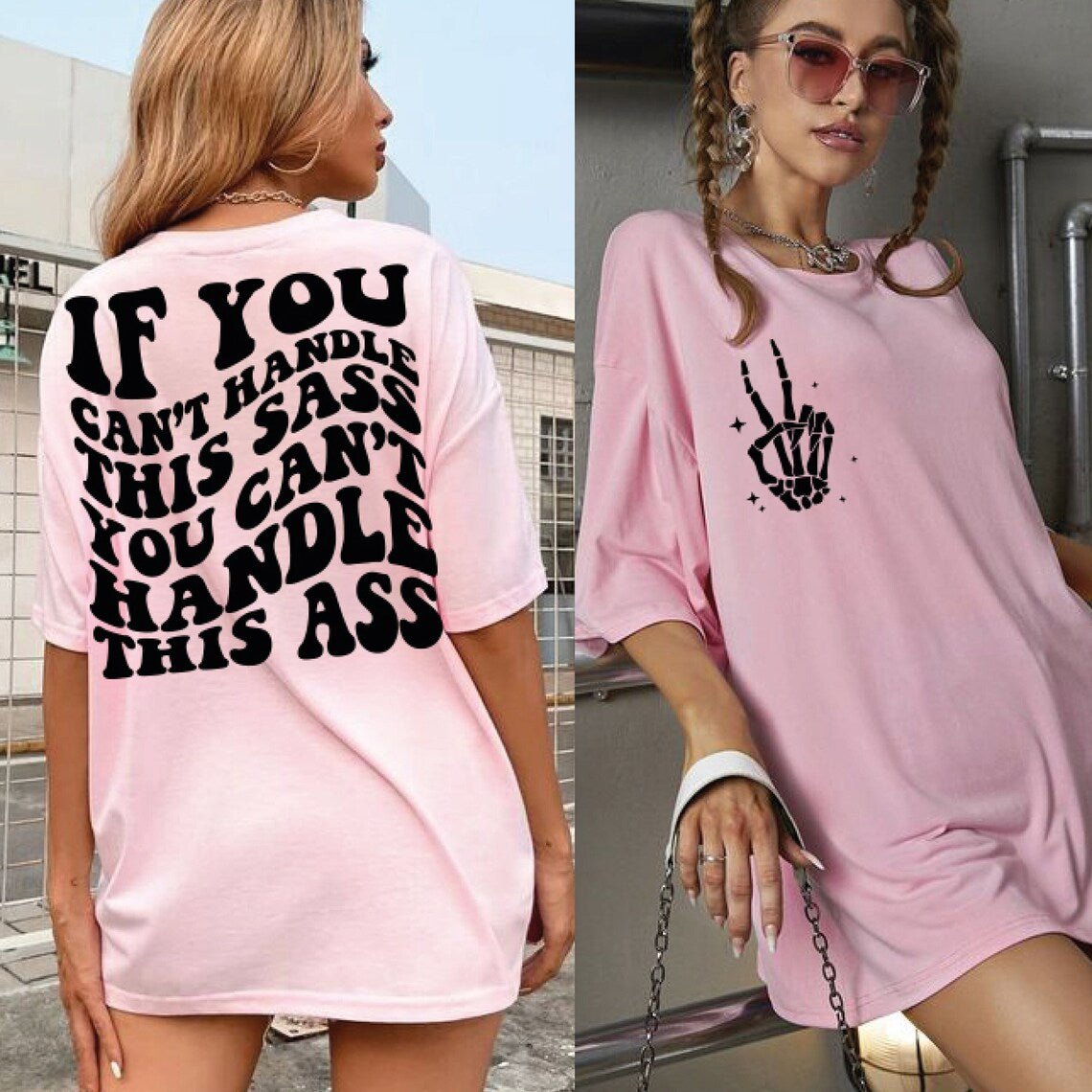 If you can't handle this sass you can't handle this ass SINGLE COLOR BLACK size ADULT FRONT BACK DTF TRANSFERPRINT TO ORDER - Do it yourself Transfers
