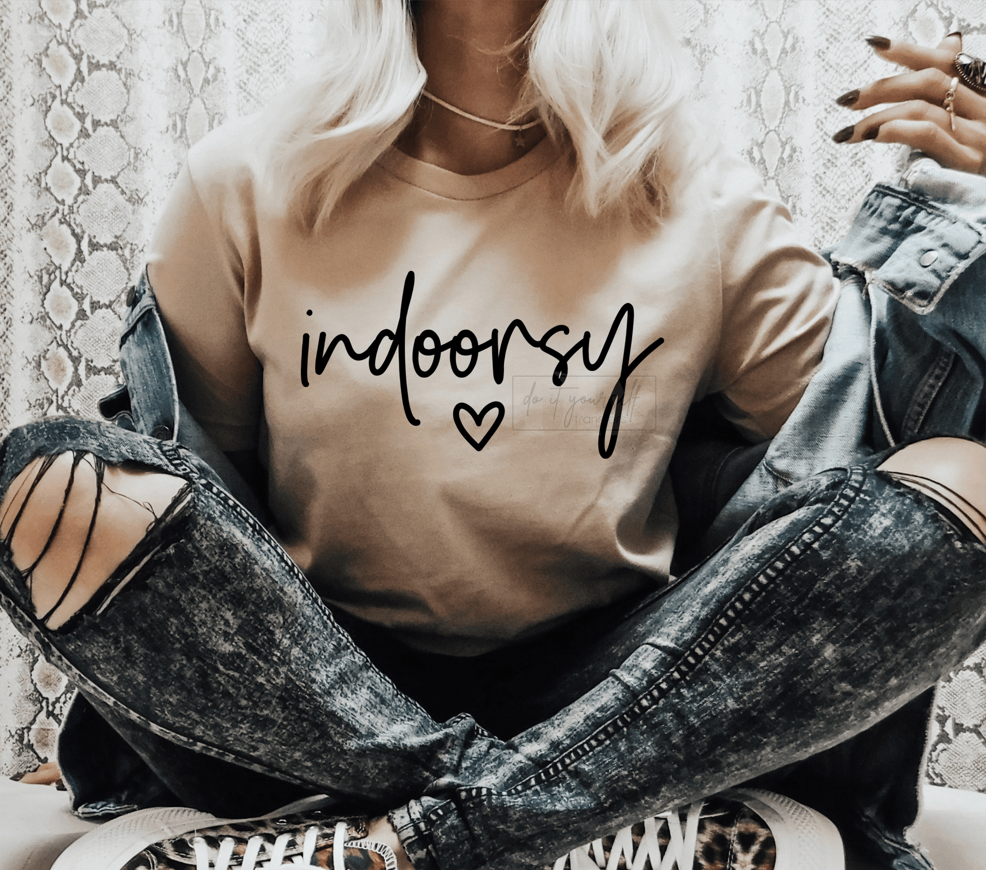 Indoorsy heart SINGLE COLOR BLACK size ADULT DTF TRANSFERPRINT TO ORDER - Do it yourself Transfers