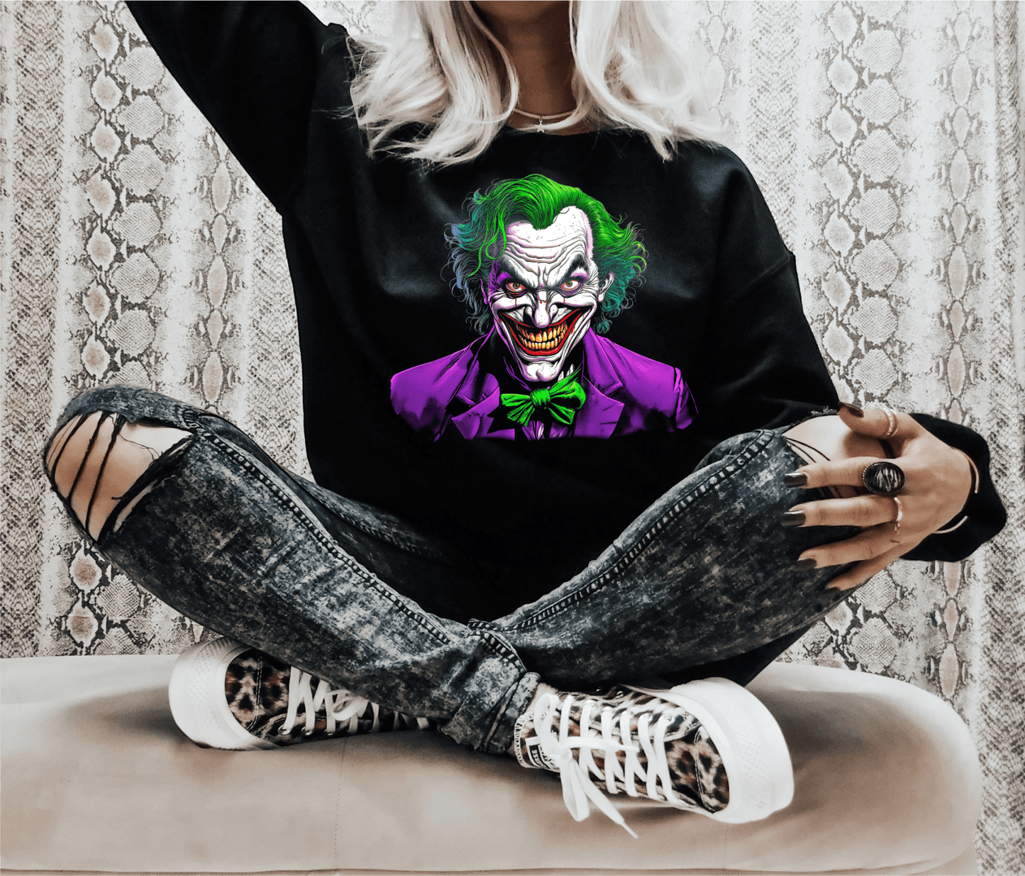 JOKER haha purple suit green hair BLACKED OUT DESIGN ONLY FOR DARK COLORS ADULT DTF TRANSFERPRINT TO ORDER - Do it yourself Transfers