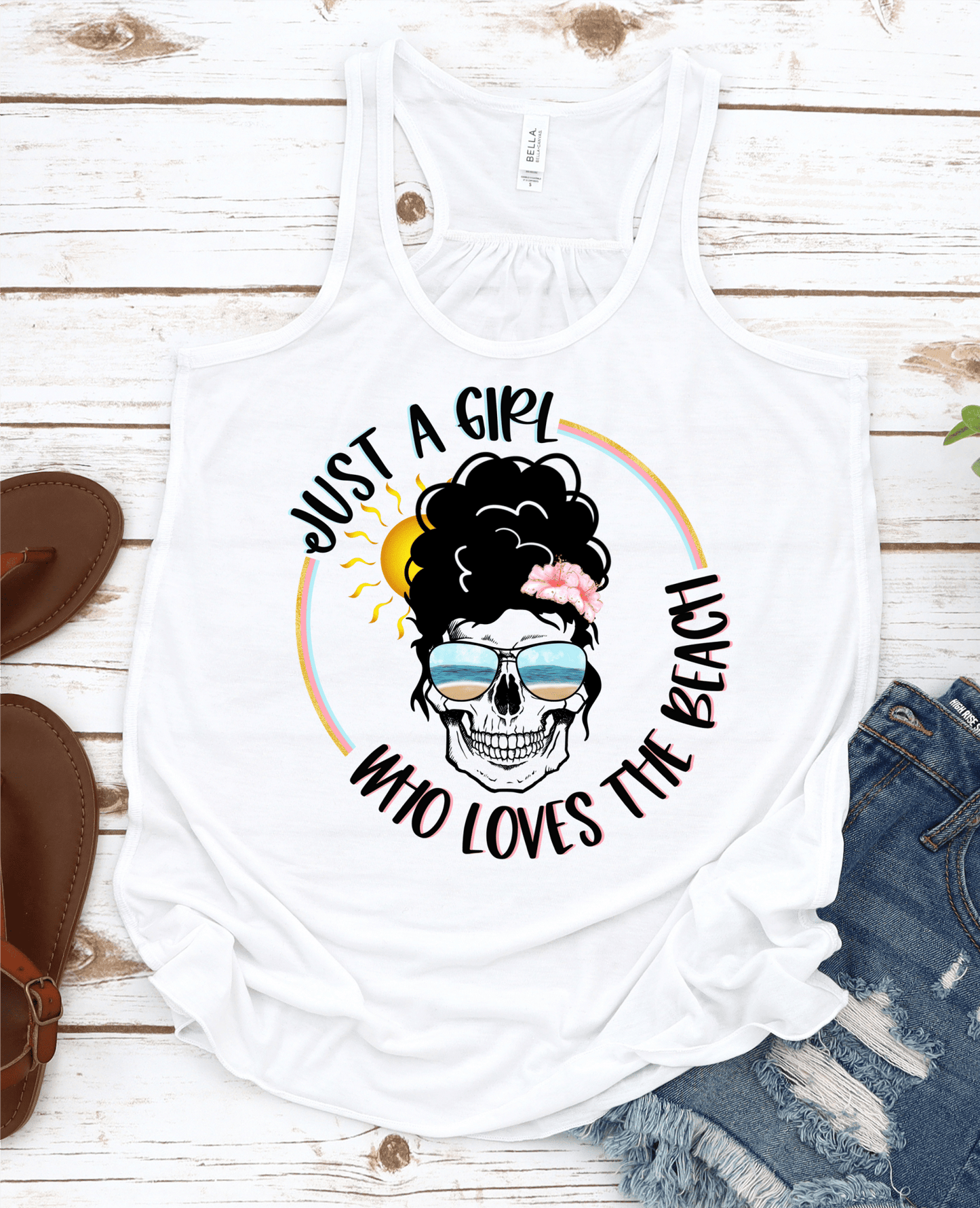 Just a Girl who loves the beach skullDTF TRANSFERSPRINT TO ORDER - Do it yourself Transfers