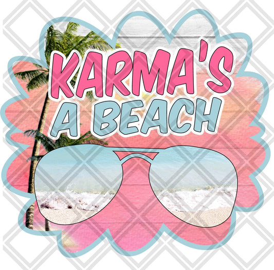 Karma's a Beach FRAME Digital Download Instand Download - Do it yourself Transfers