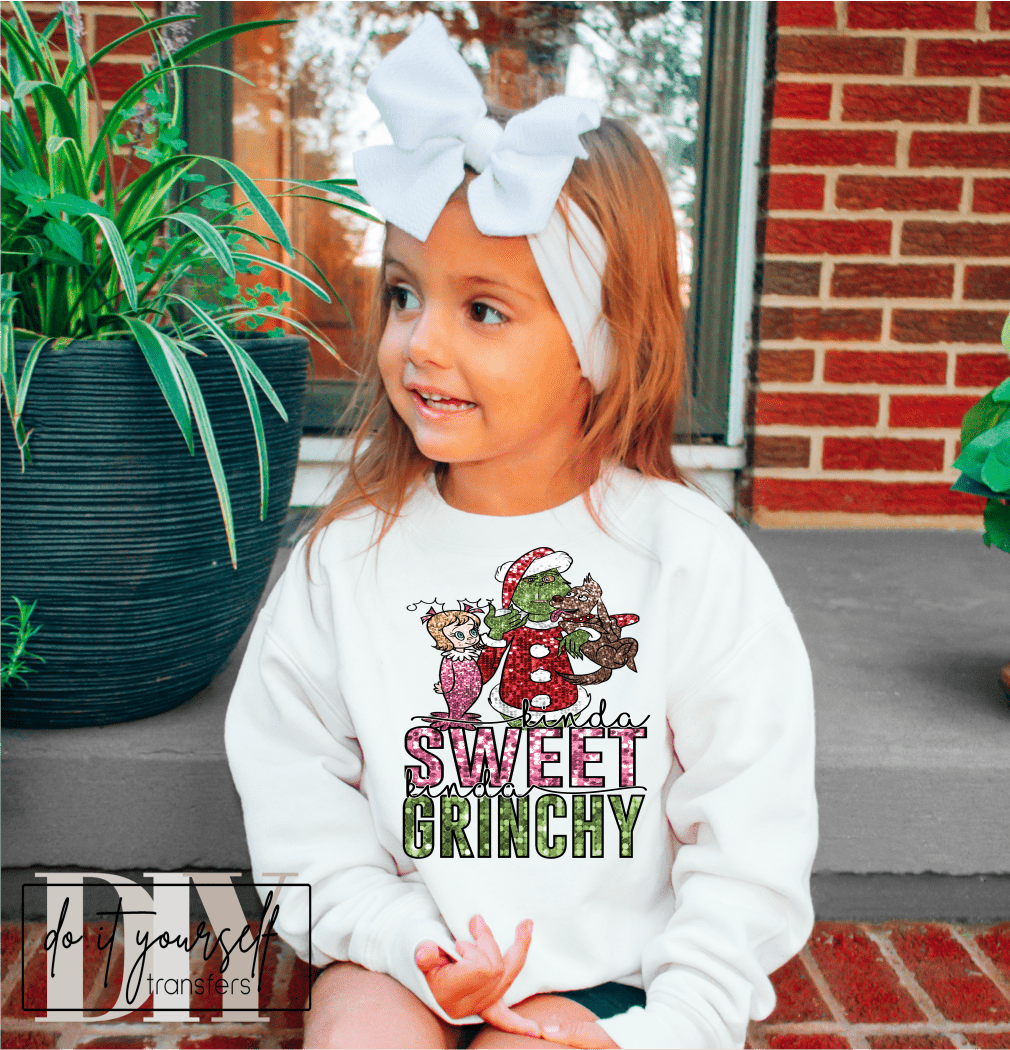 Kinda Sweet Kinda GRINCHY movie Christmas KIDS DTF TRANSFERPRINT TO ORDER - Do it yourself Transfers