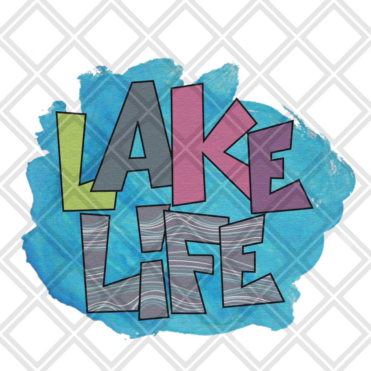 Lake Life blue background DTF TRANSFERPRINT TO ORDER - Do it yourself Transfers