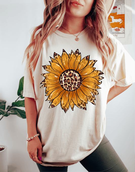 Leopard Yellow SUNFLOWER size ADULT 11x17 DTF TRANSFERPRINT TO ORDER - Do it yourself Transfers