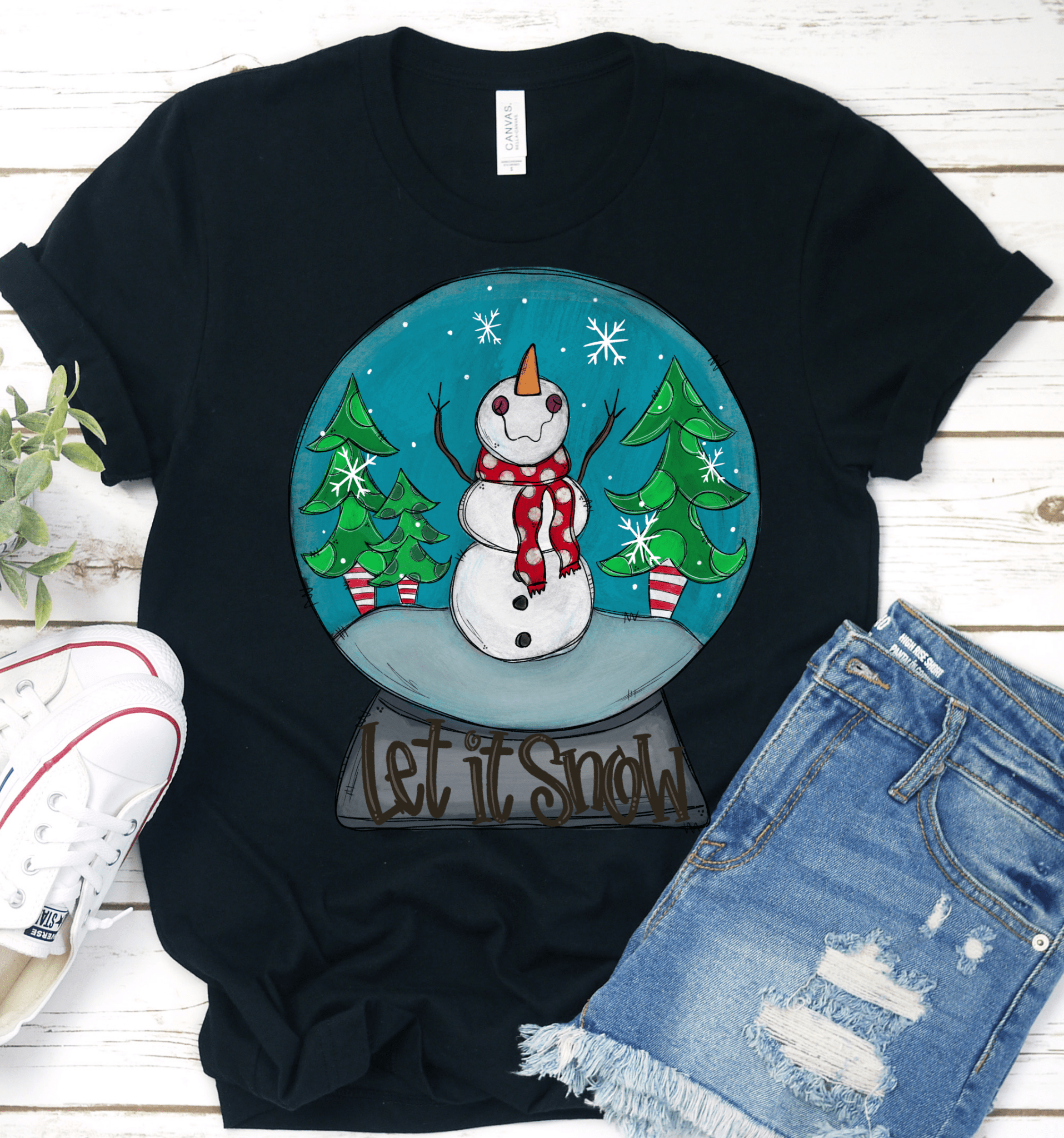 Let it snow snowman snowglobe DTF TRANSFERPRINT TO ORDER - Do it yourself Transfers