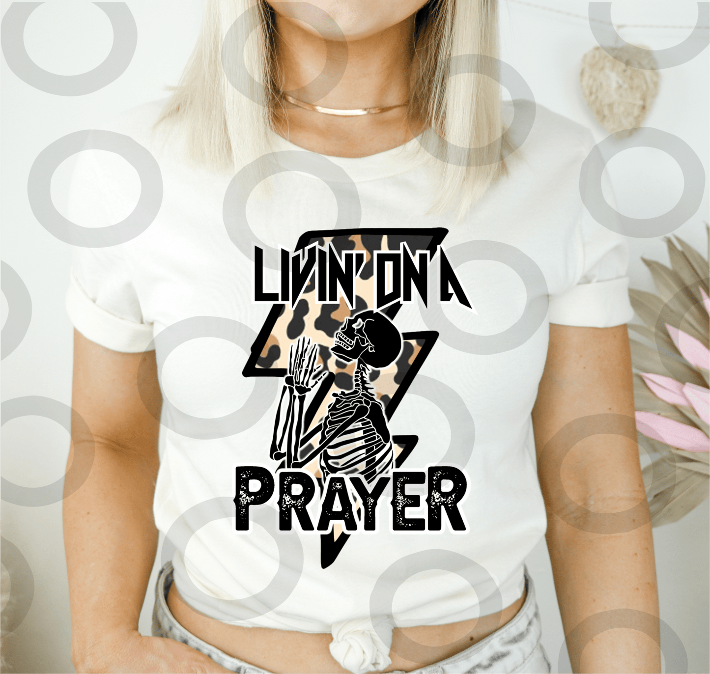 Livin' on a Prayer lighting bolt size ADULT DTF TRANSFERPRINT TO ORDER - Do it yourself Transfers