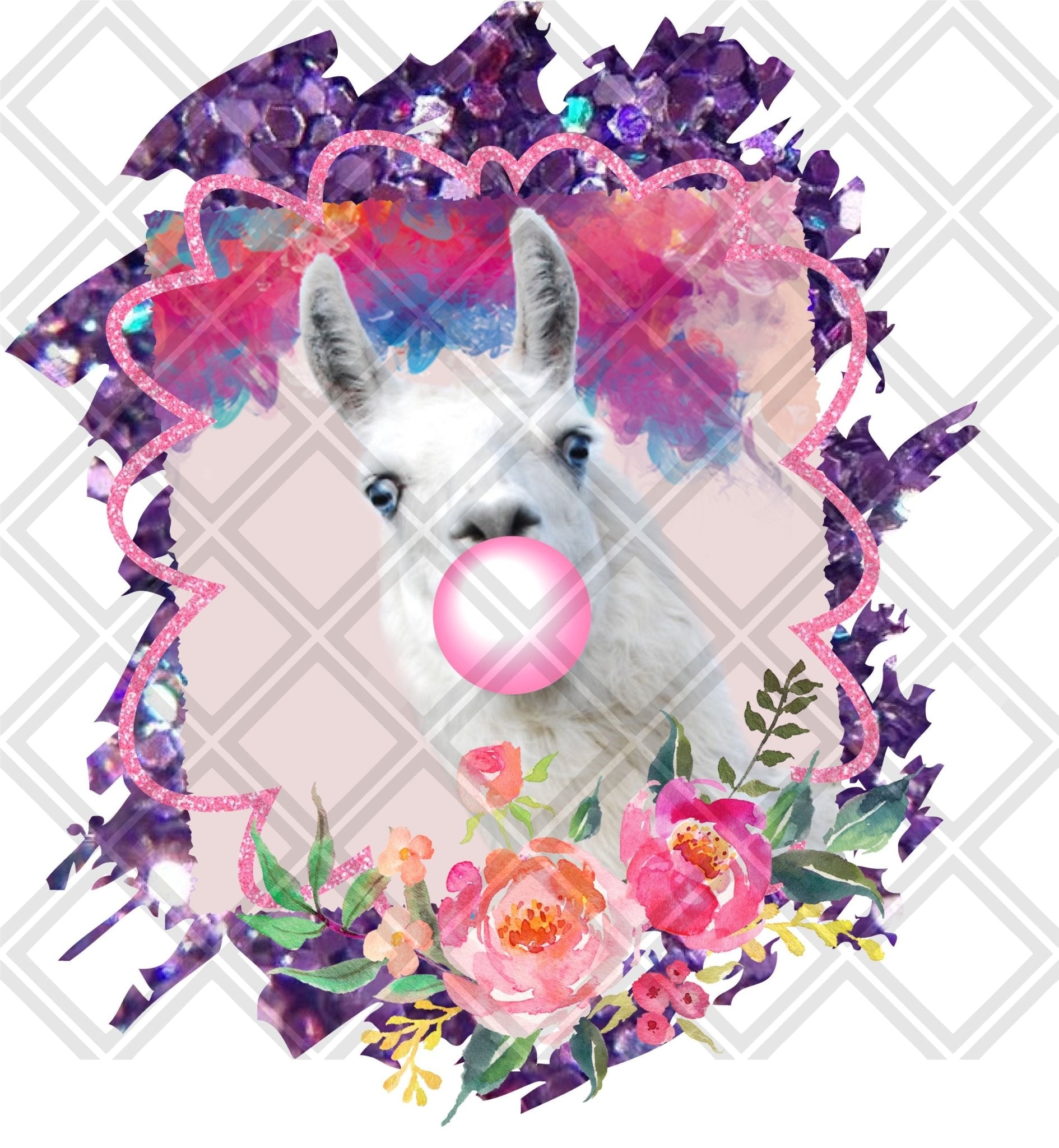 LLAMA BUBBLE GUM png Digital Download Instand Download - Do it yourself Transfers