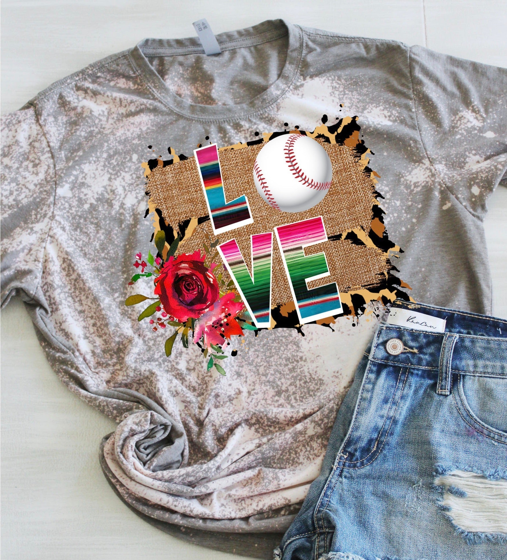 LOVE BASEBALL serape leopard frame DTF TRANSFERPRINT TO ORDER - Do it yourself Transfers