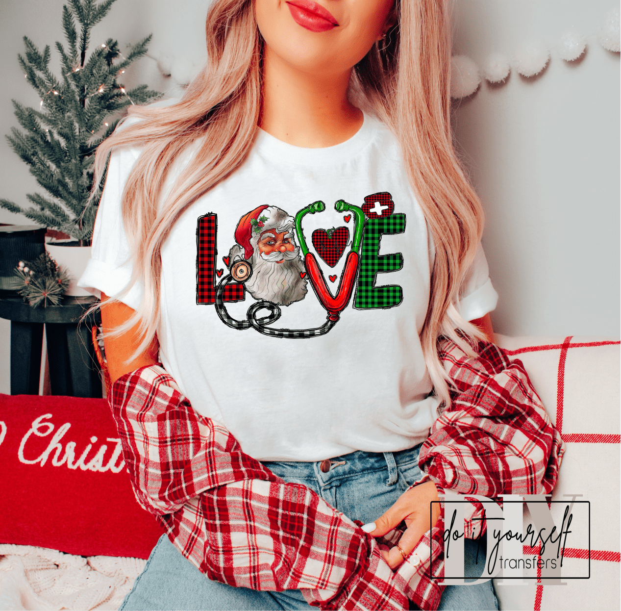 LOVE NURSE Christmas Santa medcial ADULT DTF TRANSFERPRINT TO ORDER - Do it yourself Transfers