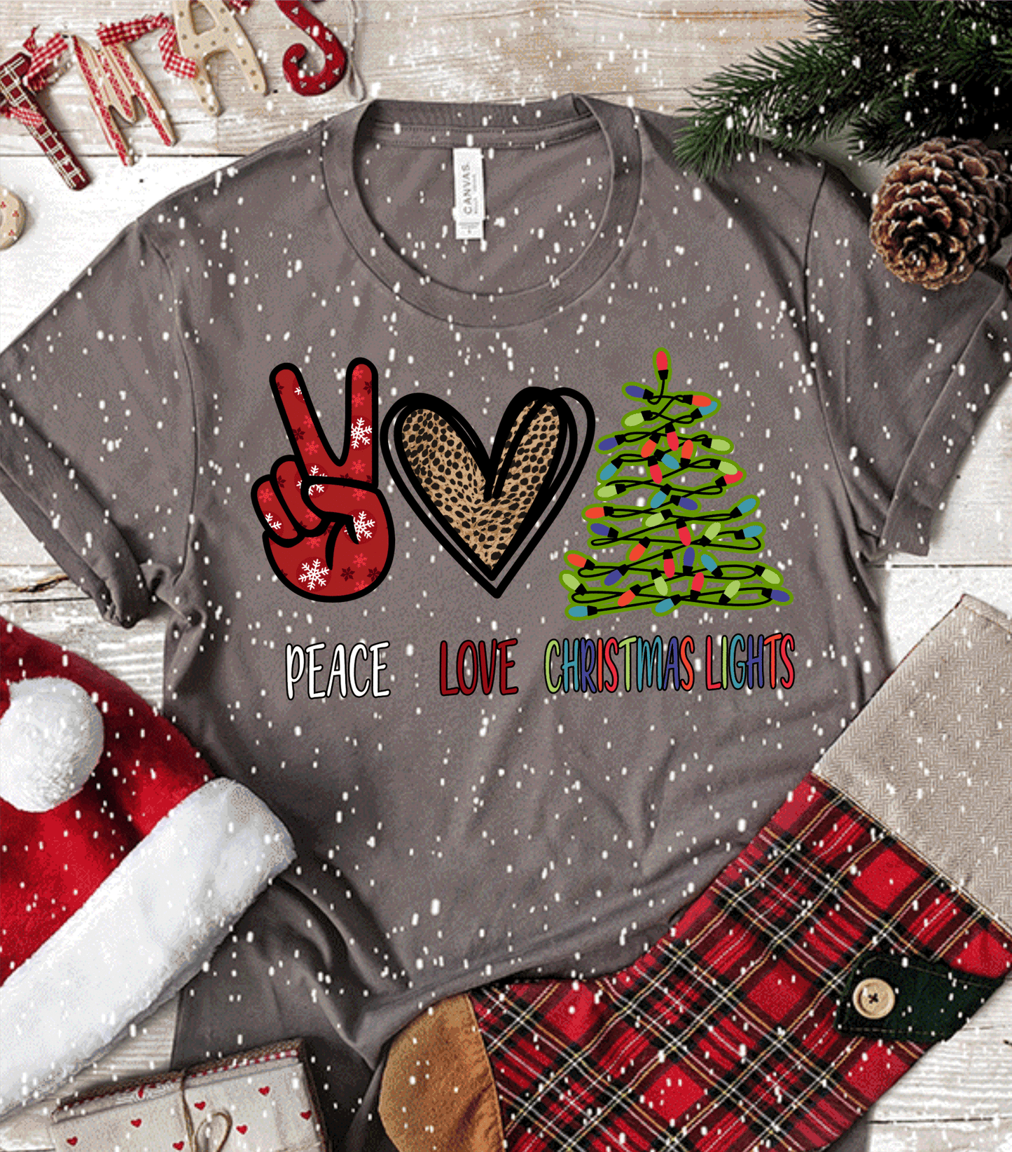 Love Peace Christmas lights Christmas DTF TRANSFERPRINT TO ORDER - Do it yourself Transfers