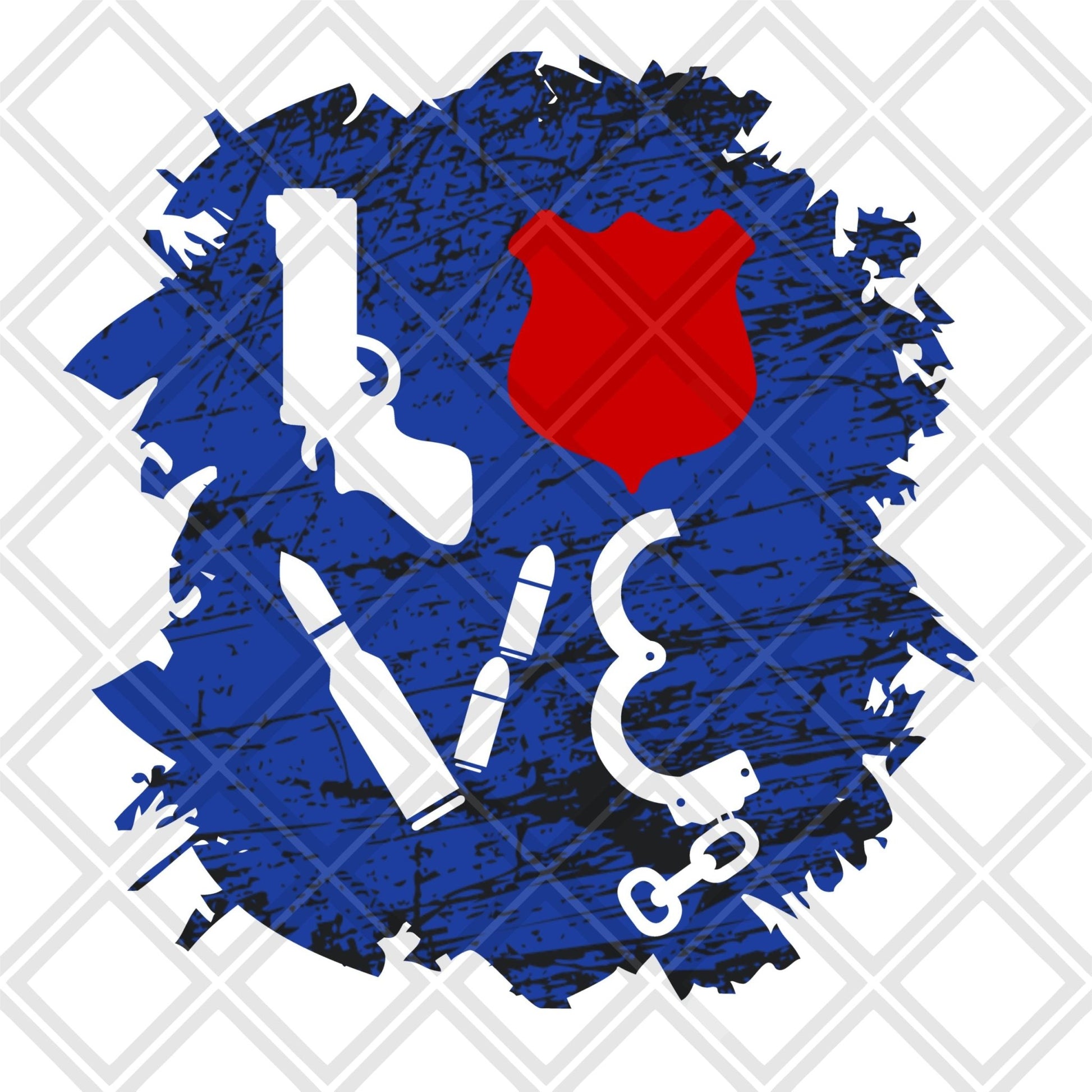 Love police gun red badge frame png Digital Download Instand Download - Do it yourself Transfers
