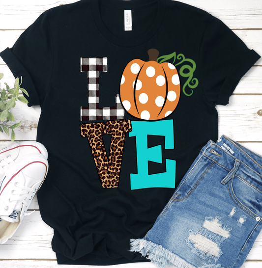 Love pumpkin leopard fall thanksgiving polka dot DTF TRANSFERPRINT TO ORDER - Do it yourself Transfers