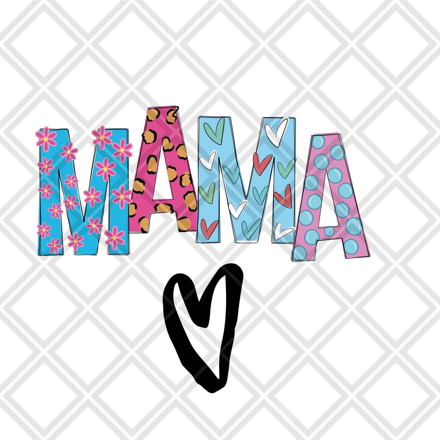 mama heart NO FRAME Digital Download Instand Download - Do it yourself Transfers