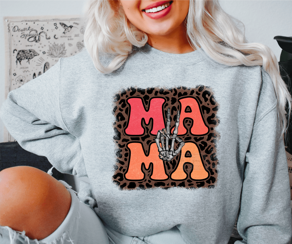 MAMA Leopard frame skull hands size ADULT 10.8x11 DTF TRANSFERPRINT TO ORDER - Do it yourself Transfers