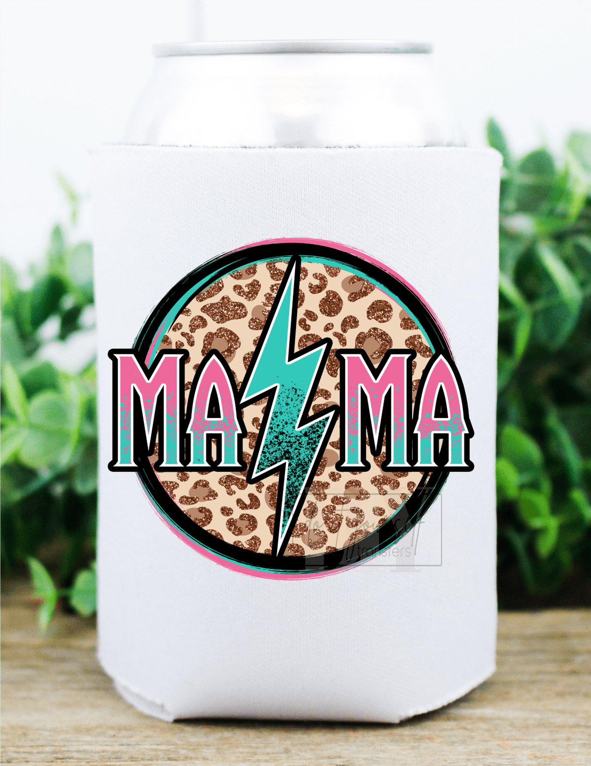 MAMA lightning bolt circle leopard pink blue size 3.5x3.5 DTF TRANSFERPRINT TO ORDER - Do it yourself Transfers