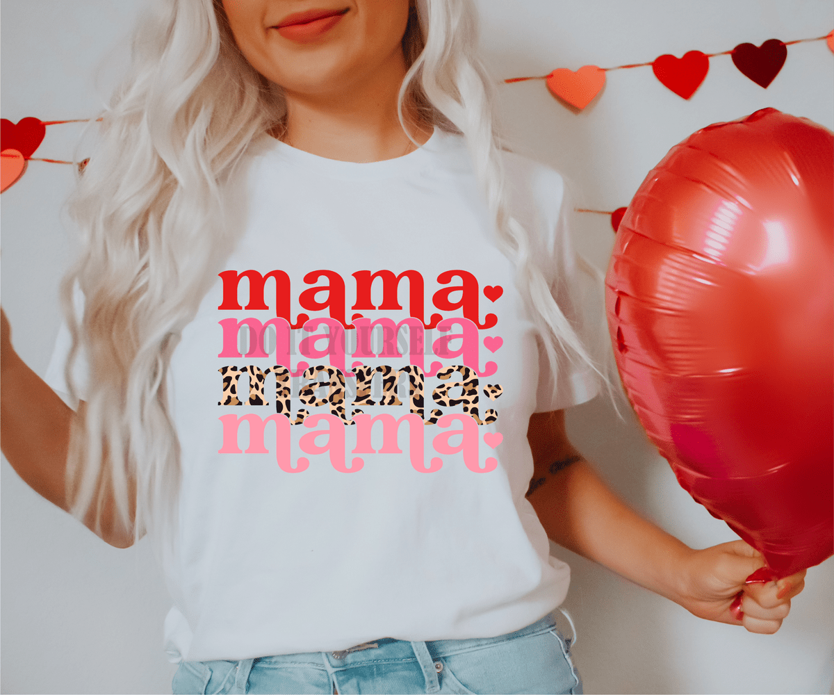 Mama Mama Mama Mama pink leopard red size ADULT 8..2 DTF TRANSFERPRINT TO ORDER - Do it yourself Transfers