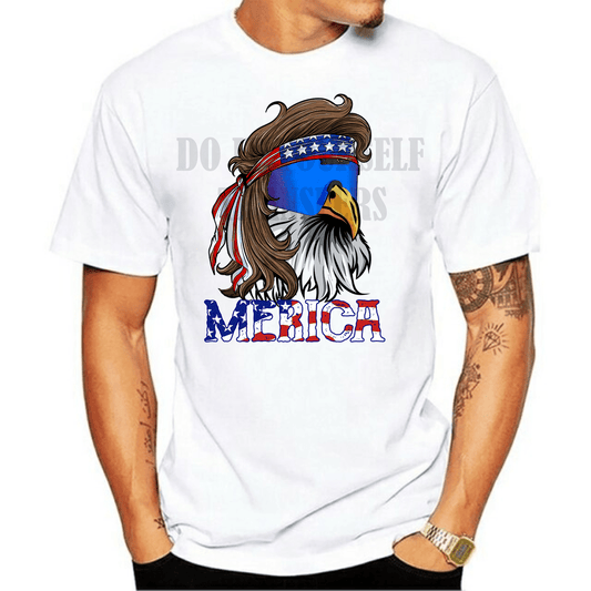 Merica Eagle mullet bird glasses red white blue America Adult size 9.5x12 DTF TRANSFERPRINT TO ORDER - Do it yourself Transfers