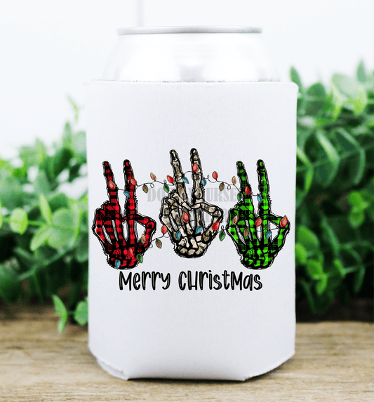 Merry Christmas peace sign skull hands buffalo plaid / size DTF TRANSFERPRINT TO ORDER - Do it yourself Transfers