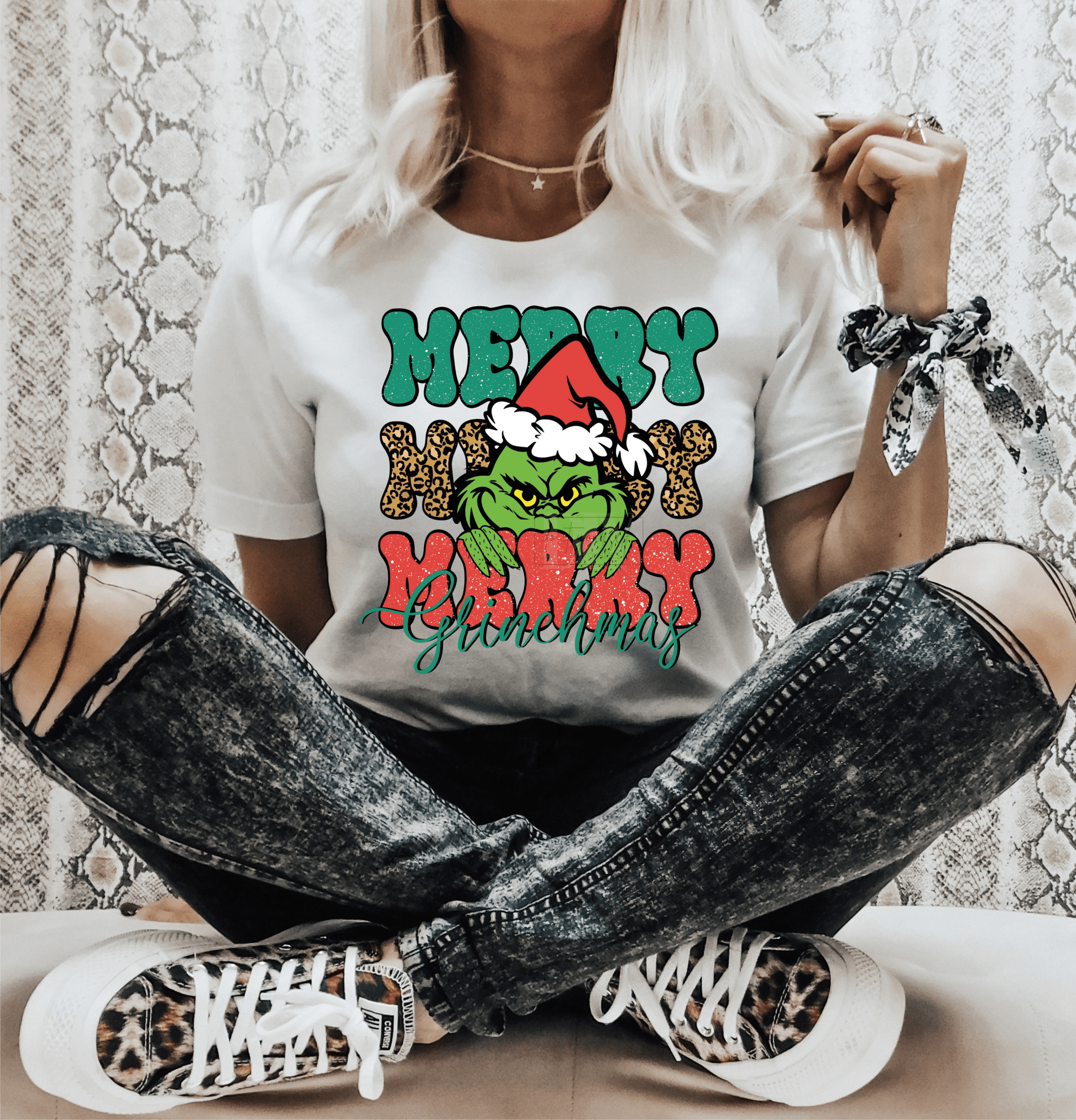 MERRY MERRY MERRY GRINCHMAS CHRISTMAS size ADULT DTF TRANSFERPRINT TO ORDER - Do it yourself Transfers