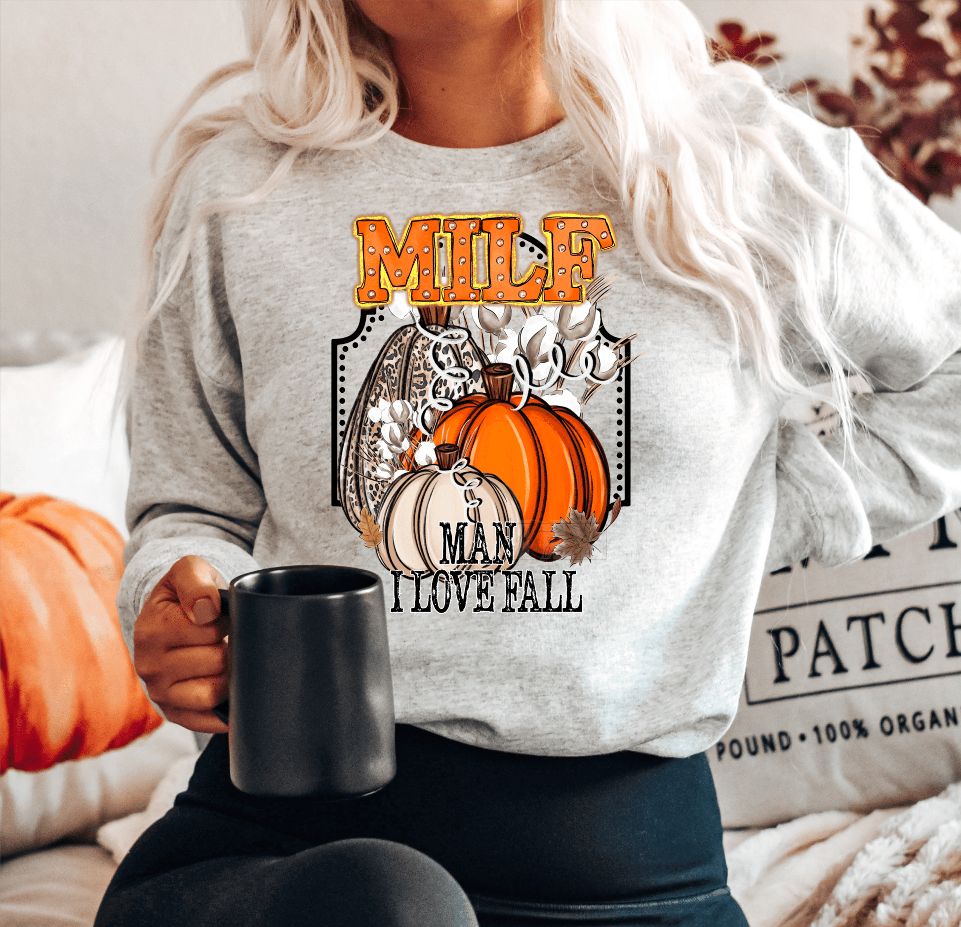 MILF Man I love Fall Pumpkins Thanksgiving size ADULT 9.2x11.7 DTF TRANSFERPRINT TO ORDER - Do it yourself Transfers