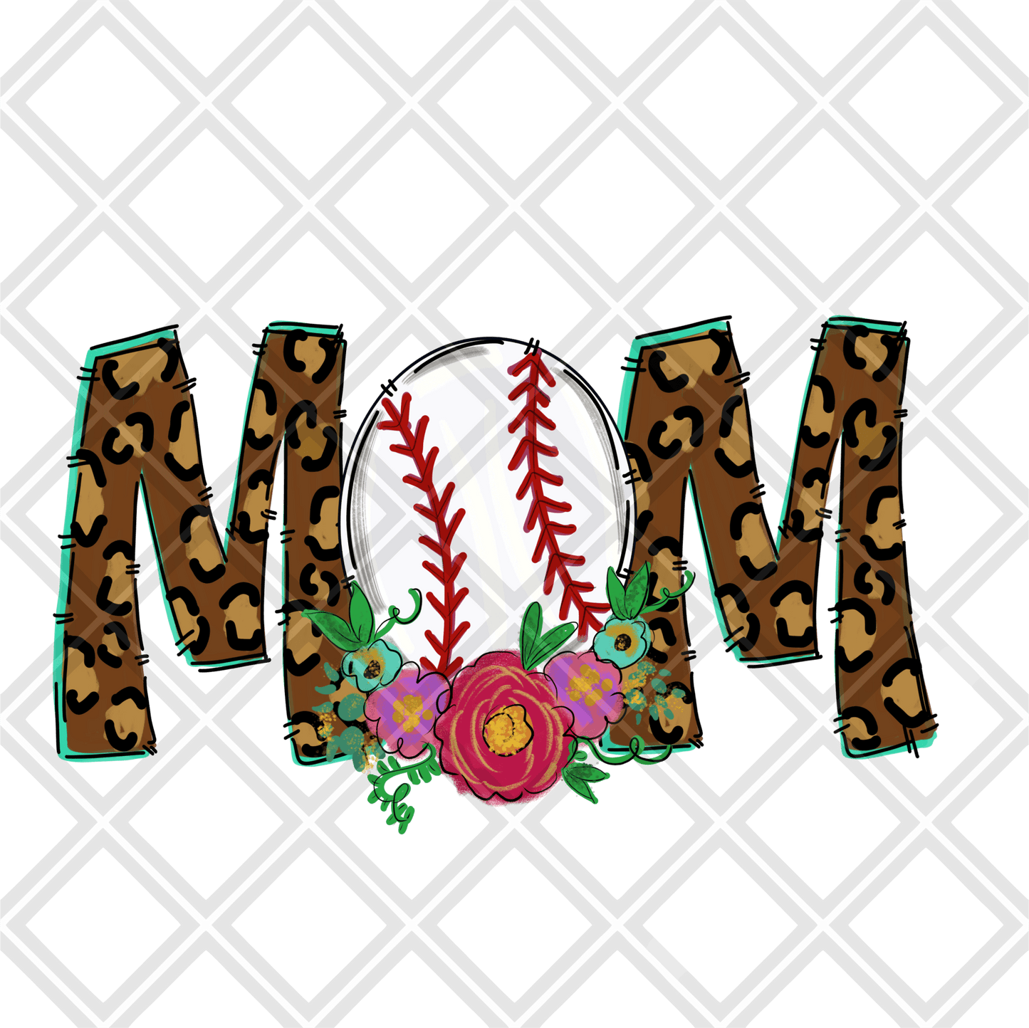 Mom Baseball Leopard DTF TRANSFERPRINT TO ORDER - Do it yourself Transfers