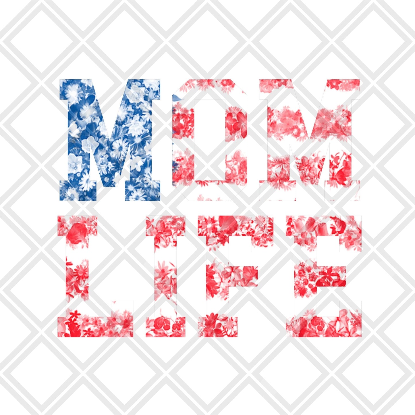 Mom Life american flag flowers Frame png Digital Download Instand Download - Do it yourself Transfers