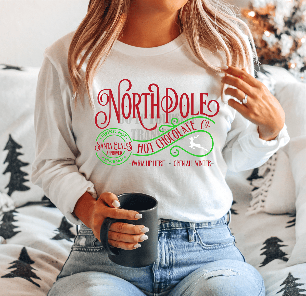 Northpole Santa Claus apprived Hot Chocolate co Christmas Winter adult size DTF TRANSFERPRINT TO ORDER - Do it yourself Transfers