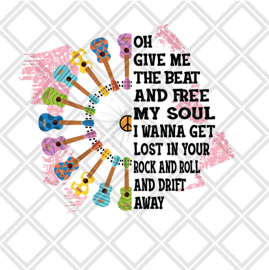 oh give me the beat and free my soul pink grey frame Digital Download Instand Download - Do it yourself Transfers