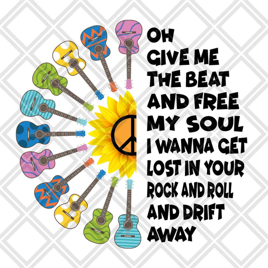 OH GIVE ME THE BEAT AND FREE YELLOW FLOWER NO FRAME png Digital Download Instand Download - Do it yourself Transfers