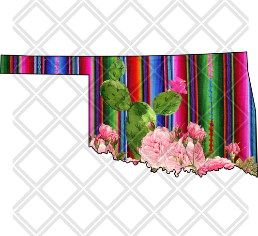 oklahoma cactus serape flowers png Digital Download Instand Download - Do it yourself Transfers