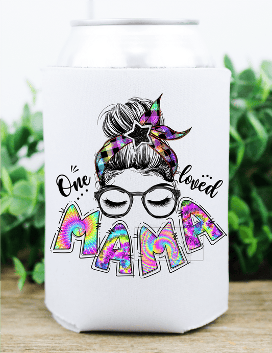 One LOVED mama STAR tie dye glasses messy mom bun size DTF TRANSFERPRINT TO ORDER - Do it yourself Transfers