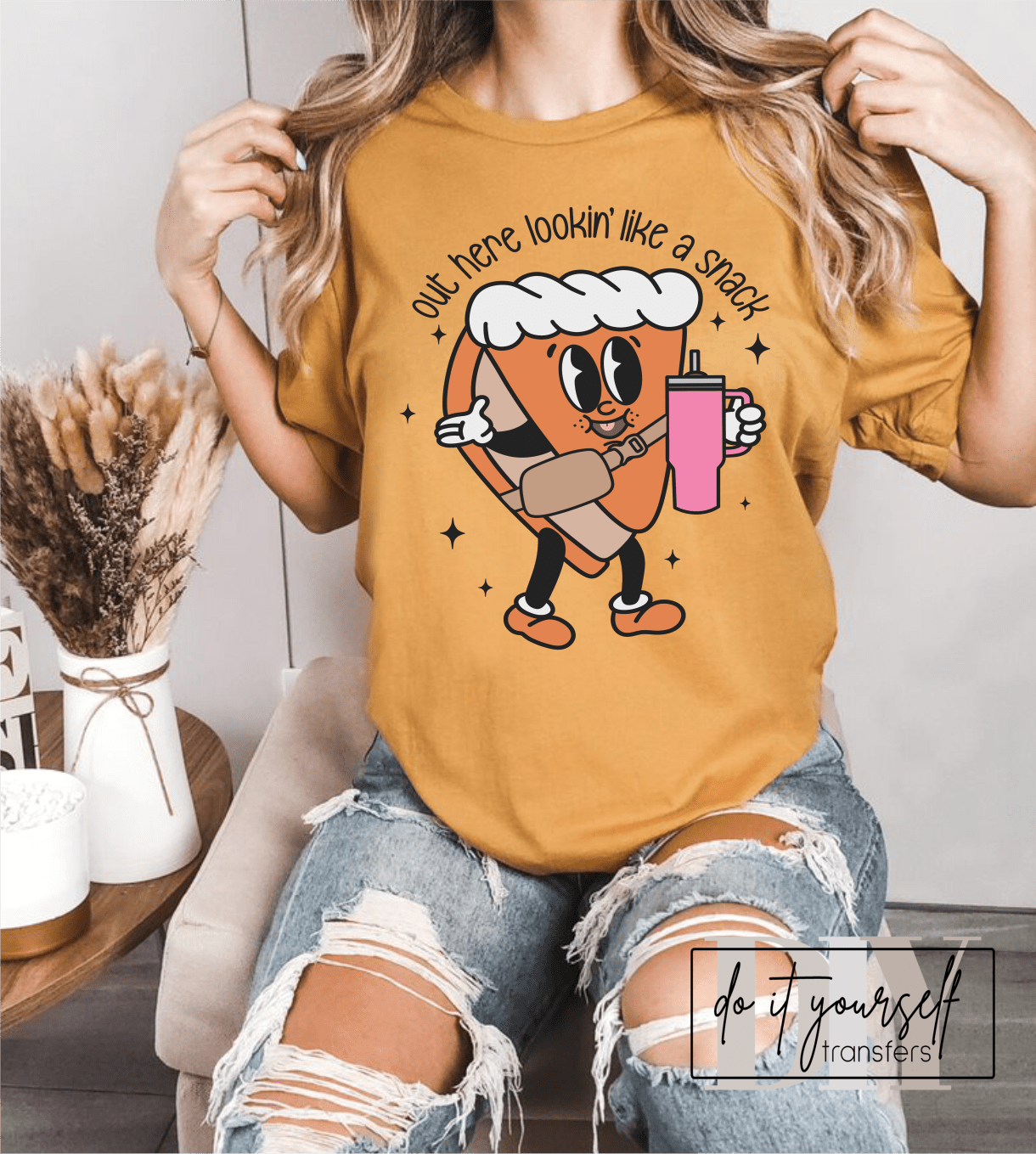 Out here lookin' like a snack Pumpkin pie Thanksgiving cup ADULT DTF TRANSFERPRINT TO ORDER - Do it yourself Transfers