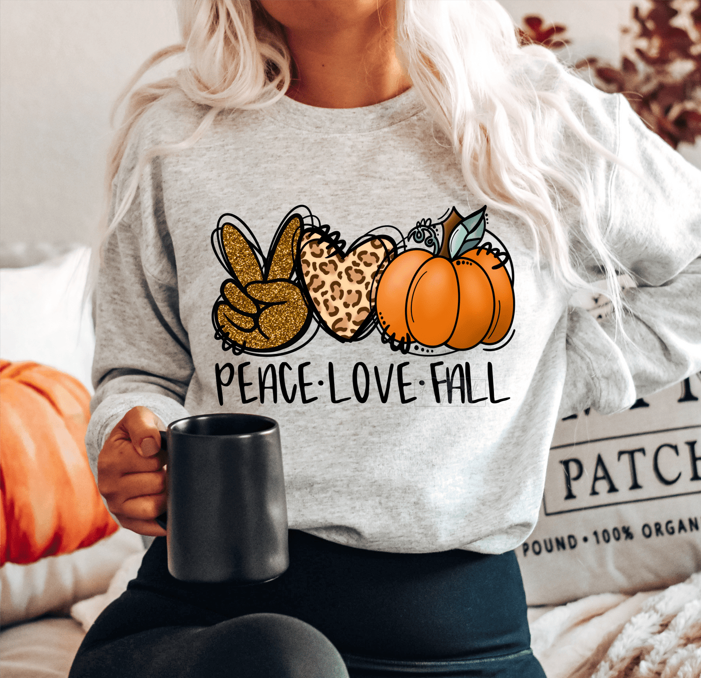 Peace Love FALL pumpkin size ADULT DTF TRANSFERPRINT TO ORDER - Do it yourself Transfers