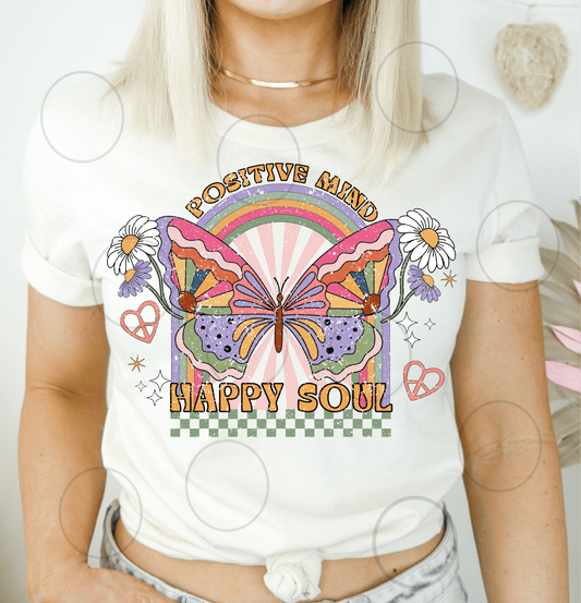 Positive Mind Happy soul butterfly ADULT DTF TRANSFERPRINT TO ORDER - Do it yourself Transfers