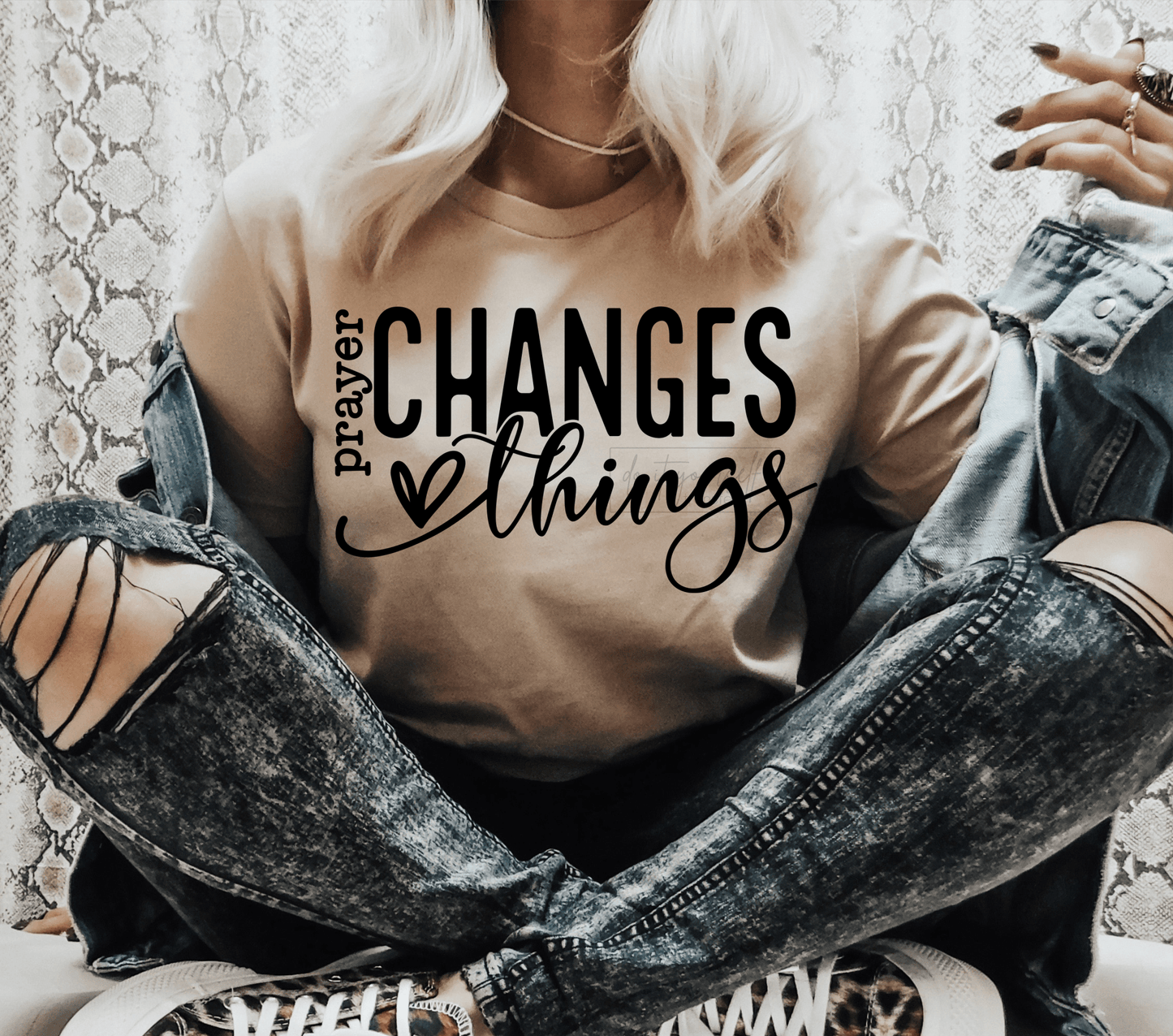 Prayer changes things SINGLE COLOR BLACK size ADULT DTF TRANSFERPRINT TO ORDER - Do it yourself Transfers