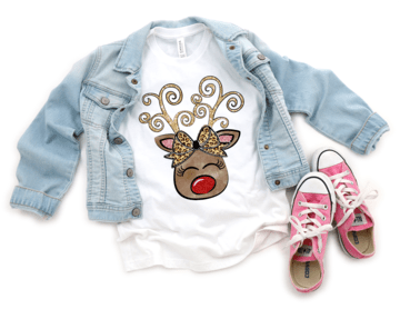 Reindeer glitter leopard bow christmas DTF TRANSFERSPRINT TO ORDER - Do it yourself Transfers