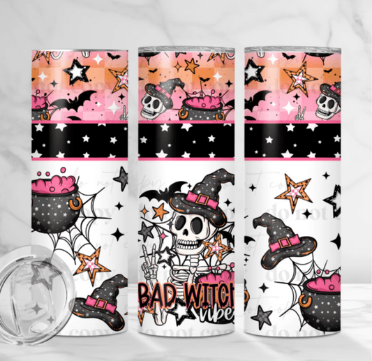 RTS BAD WITCH VIBES HALLOWEEN CUP WRAP 20 oz STRAIGHT TUMBLER WRAP 9.6x8.3 - Do it yourself Transfers