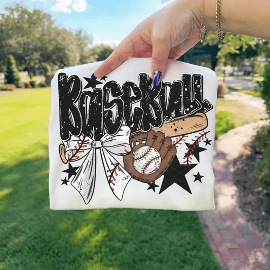 RTS BASEBALL BOW GLOVE STARS DTF DIRECT TO FILM transfers ADULT 10X11.5 - Do it yourself Transfers