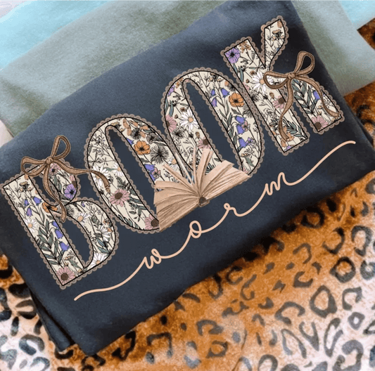 RTS BOOK WORM COQUETTE BOWS DTF DIRECT TO FILM transfers ADULT 10X11.5 - Do it yourself Transfers