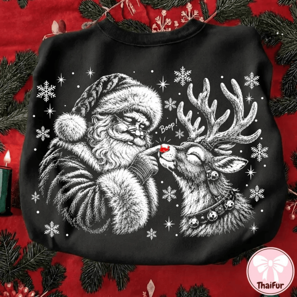 RTS BOOP SANTA REINDEER DTF DIRECT TO FILM transfers ADULT 10.5X11.5 - Do it yourself Transfers