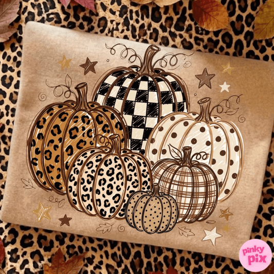 RTS BUNDLE PUMPKINS LEOPARD CHECKER POLKA DOT DTF DIRECT TO FILM transfers ADULT 10X11.5 - Do it yourself Transfers