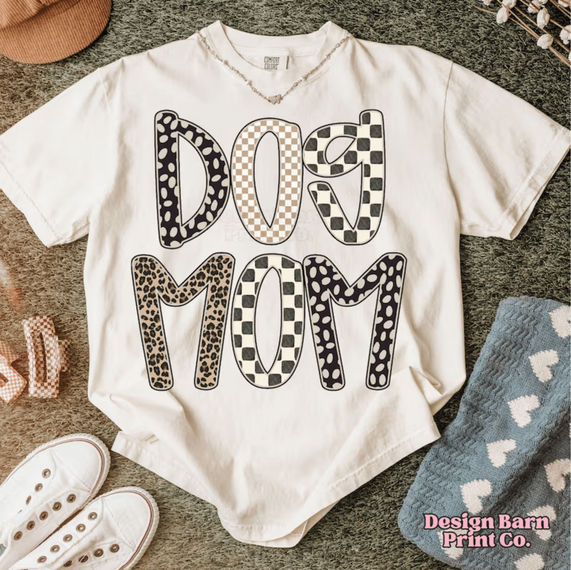RTS DOG MOM POLKA DOT CHECKER LEOPARD DTF DIRECT TO FILM transfers ADULT 10X11.5 - Do it yourself Transfers